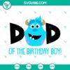 Birthday boy James P Sullivan SVG download, Monsters Inc. theme, featuring Dad and Mom. Ideal for birthday decorations, t-shirts, and more.