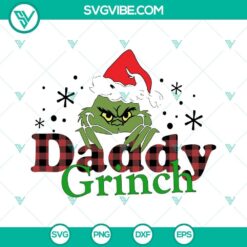 Daddy Grinch SVG and Daddy Christmas SVG images with Christmas Family SVG download in PNG format - festive holiday design for digital use.