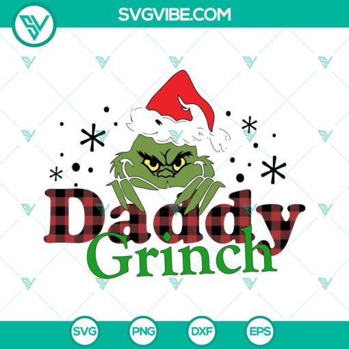 Daddy Grinch SVG and Daddy Christmas SVG images with Christmas Family SVG download in PNG format - festive holiday design for digital use.