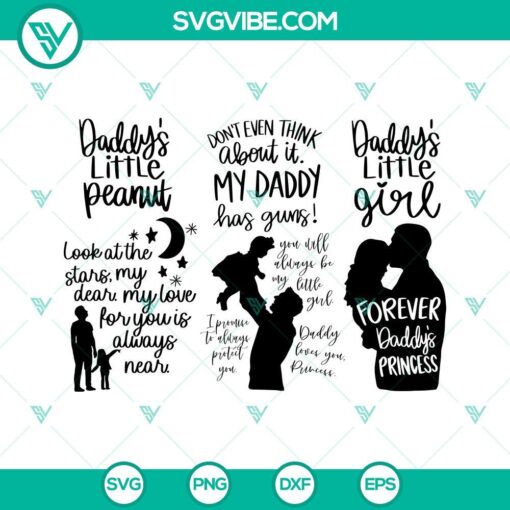 Bundle of downloadable Daddy SVG images with Father quotes for Father's Day. Perfect for crafts.