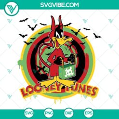 Daffy Duck Halloween pumpkin design in Looney Tunes theme. Includes SVG, PNG, DXF, and EPS files for digital crafting.