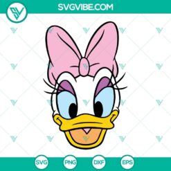 Daisy Duck face SVG image with PNG designs in silhouette vector clipart, perfect for crafting projects.