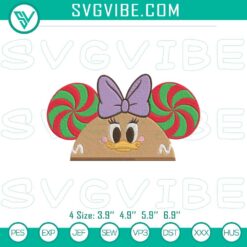 Daisy Duck gingerbread hat ears embroidery file, perfect for Disney holiday projects.