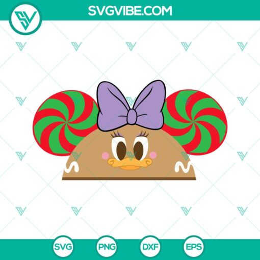 Disney Christmas Daisy Duck gingerbread hat ears SVG - festive holiday design for crafts and projects, PNG DXF EPS files included.