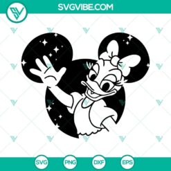 Disney Daisy Duck SVG design with Disneyland ears for download in PNG, DXF, EPS formats. Vibrant and fun clipart perfect for crafts.