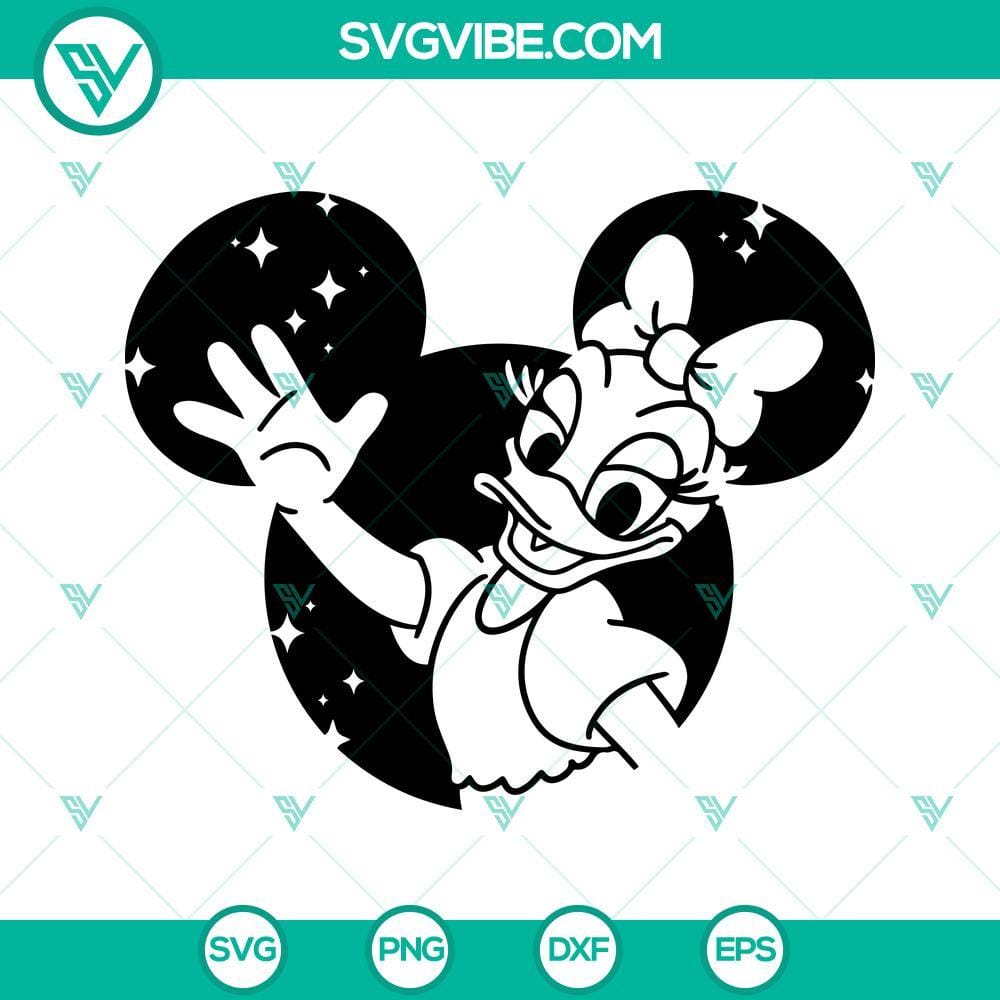 daisy-duck-svg-png-dxf-eps-vector-clipart-disneyland-ears-svg-cut-file-silhouette-cricut-3-mockup.jpg Disney Daisy Duck SVG design with Disneyland ears for download in PNG, DXF, EPS formats. Vibrant and fun clipart perfect for crafts.