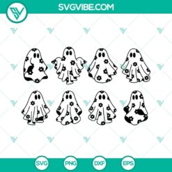 Daisy Ghost Bundle SVG download featuring floral ghost clipart with cute boo design.