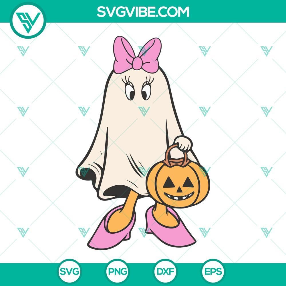 Daisy Ghost Halloween Pumpkin SVG, Disney Daisy Halloween SVG PNG Cut Files Daisy Ghost Halloween Pumpkin SVG Download featuring Disney Daisy Halloween design, perfect for holiday decorations and crafts.