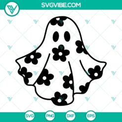 Daisy Ghost SVG images, adorable Halloween flower ghost design for crafts and decorations, cute and festive Halloween SVG.