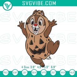 Disney Chip and Dale Halloween embroidery design featuring spooky peanuts pattern for Halloween costume crafting.