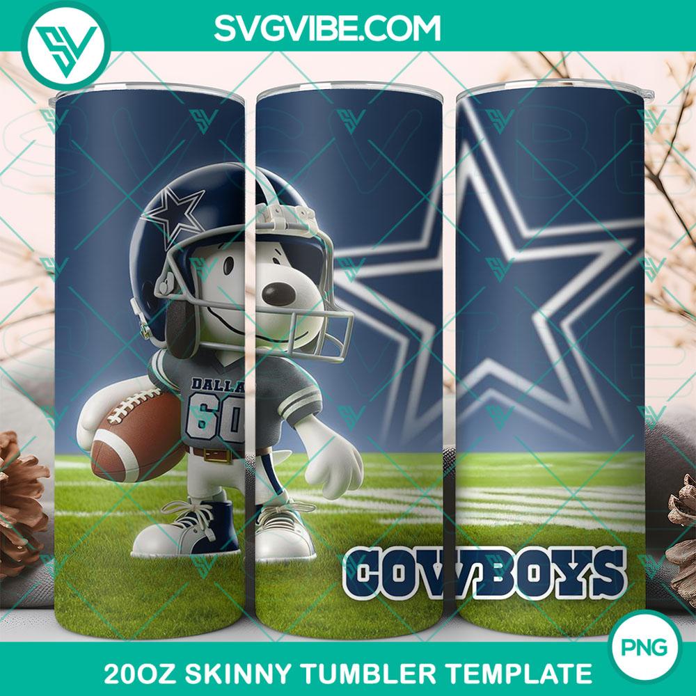 Dallas Cowboys Football Snoopy 3D 20oz Tumbler Wrap PNG File Dallas Cowboys Snoopy 3D tumbler wrap PNG file, 20oz, featuring football-themed design with team colors and logo.