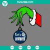 Dallas Cowboys Grinch hand holding ornament SVG file, ideal for holiday crafts and decorations. Perfect for Dallas Cowboys football fans.