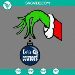 Dallas Cowboys Grinch hand holding ornament SVG file, ideal for holiday crafts and decorations. Perfect for Dallas Cowboys football fans.