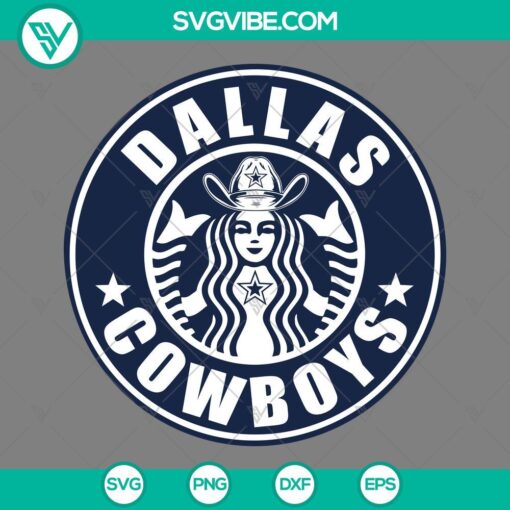 Dallas Cowboys Starbucks coffee themed SVG files featuring Dallas Cowboys logo and Starbucks logo, ideal for crafts and print projects.