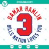 Damar Hamlin Bills Nation Loves You SVG Download with 3 SVG files, featuring "Pray" text. Ideal for Buffalo Bills fans.