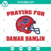Damar Hamlin SVG images, football helmet design, with praying pose; unique digital illustration suitable for sports themes.