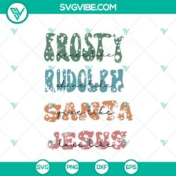 Christmas-themed digital design with text "Dance Like Frosty Shine Like Rudolph Give like Santa Love Like" in festive colors and font.