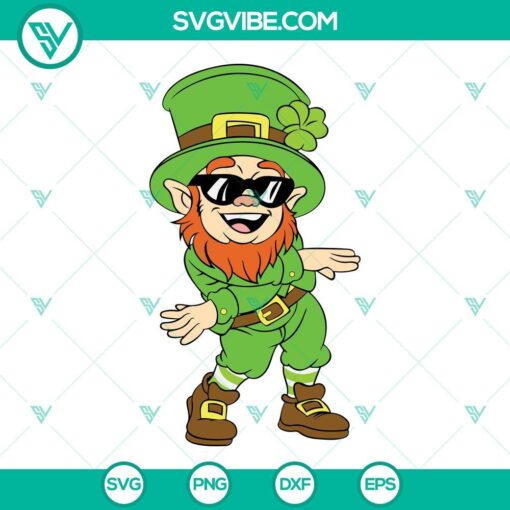 Lively leprechaun SVG design for St. Patrick's Day celebration featuring a whimsical dancing boy. Perfect for craft projects and decorations.