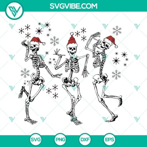 Festive Dancing Skeletons Christmas SVG with Skeleton Santa Hat - Holiday-themed digital design perfect for crafts and decorations.