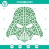 Darth Vader Lucky Clover SVG, Star Wars themed shamrock design, ideal for St. Patrick's Day crafts, Vader helmet with clover elements.