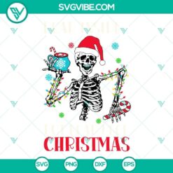 Funny skeleton Santa SVG file, perfect for Christmas decorations. Get in the holiday spirit with this dead-inside yet festive design.