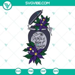 Deadly Nightshade and Nightmare Before Christmas themed SVG images with PNG and DXF formats for digital use.