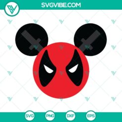 Deadpool Mickey Mouse head ears design SVG PNG DXF EPS cut files, perfect for crafting projects.