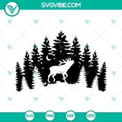 Deer In The Forest SVG Files, Deer Silhouette SVG Files, Pine Trees SVG File, Stag