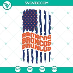 Denver Broncos American flag SVG file with football theme in PNG and DXF formats, perfect for Broncos fans.
