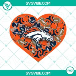 Denver Broncos themed heart-shaped Valentine PNG designs with team logo, perfect for fans.