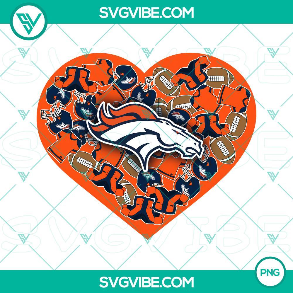 Denver Broncos Heart Valentine PNG Image File Designs Denver Broncos themed heart-shaped Valentine PNG designs with team logo, perfect for fans.