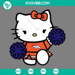 Denver Broncos Hello Kitty Cheerleader SVG file with PNG, DXF, and EPS formats. Perfect for crafting projects.