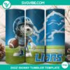 Detroit Lions Football Snoopy 3D 20oz Tumbler Wrap PNG File, perfect for sports fans, featuring Snoopy in a Detroit Lions football theme.