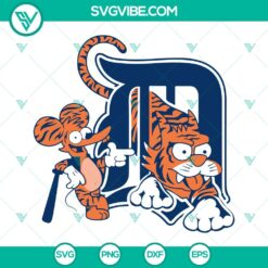 Detroit Tigers baseball themed SVG images in various formats suitable for Cricut machines, featuring PNG, DXF, and EPS files.