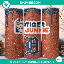 Detroit Tigers Dunkie Junkie Glitter 20oz Tumbler Wrap PNG File
