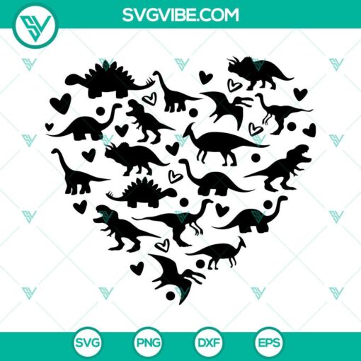Cute dinosaur heart Valentine's Day SVG file for crafting projects.