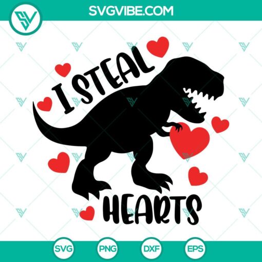 Dinosaur Valentine SVG Files Bundle, I Steal Hearts SVG Images, I Rawr You SVG Download 4
