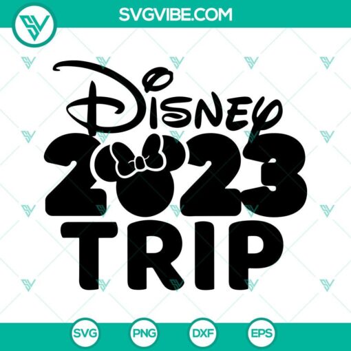 Disney 2023 Trip Minnie Ears SVG - Perfect for Family Trip Shirts, Family Vacation SVG File, Fun Minnie Mouse Ears Design.