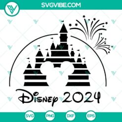 Disney Castle 2024, Family Trip Mickey Mouse Head SVG files for 2024 vacation, ideal for crafting and personalization.