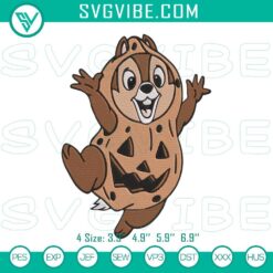 Disney Chip Peanut Halloween embroidery design featuring a spooky chipmunk theme. Perfect for Halloween crafts.