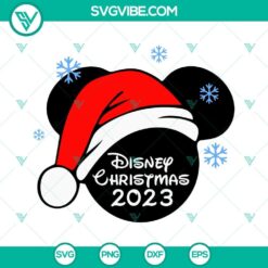 Mickey Mouse Santa hat Christmas SVG for Disney fans, 2023 holiday design.