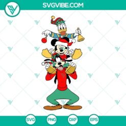 Disney Christmas Mickey Donald Goofy SVG featuring Disney Friends in Santa hats, perfect for holiday crafting projects.