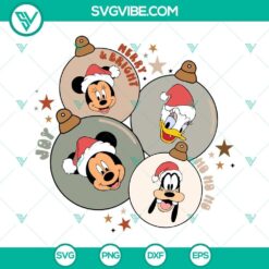 SVG Disney Christmas Ornaments featuring Mickey, Minnie, and Daisy characters, perfect for holiday crafts and decorations.