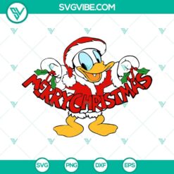 Disney Donald Duck Merry Christmas SVG file for Cricut, featuring a festive design perfect for holiday crafting projects in PNG, DXF, EPS formats.