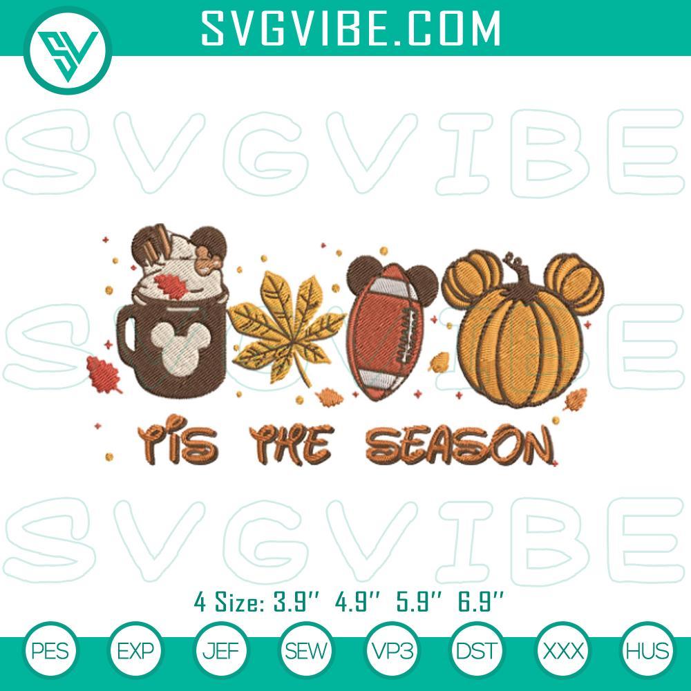 Disney Fall Tis The Season Football Embroidery Design Files Disney Fall football embroidery design with autumn sports theme, perfect for celebrating the season.