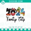 Disney Family Trip 2024 embroidery file for family vacation, featuring iconic Disney characters and themed elements.