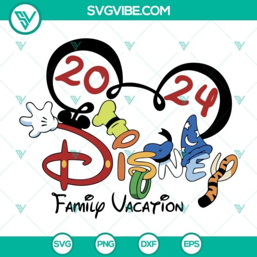 Disney Family Vacation 2024 SVG file with Mouse Friends Trip design for Walt Disney World Cricut projects. Ideal SVG download for crafters.
