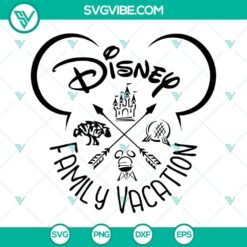 Disney family vacation SVG images featuring Disneyland theme park elements for download as PNG files. Ideal for creating vacation-themed crafts.