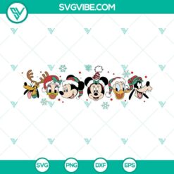 Disney characters in a Christmas theme SVG download for Cricut and Silhouette, featuring Mickey, Minnie, and friends. Perfect for crafts!