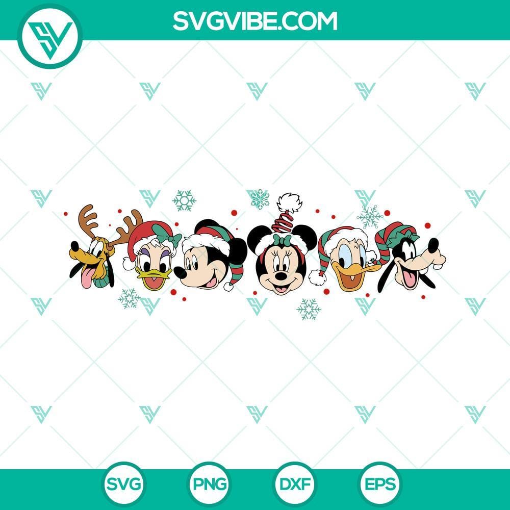 Disney Friends Christmas SVG Download PNG DXF EPS Cricut Silhouette Vector Disney characters in a Christmas theme SVG download for Cricut and Silhouette, featuring Mickey, Minnie, and friends. Perfect for crafts!